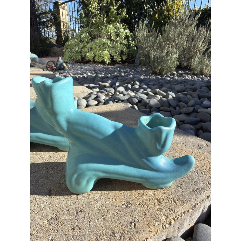Antique Van Briggle Candlestick Holders Pair Matte Turquoise Colo‎ Springs - Picture 2 of 12